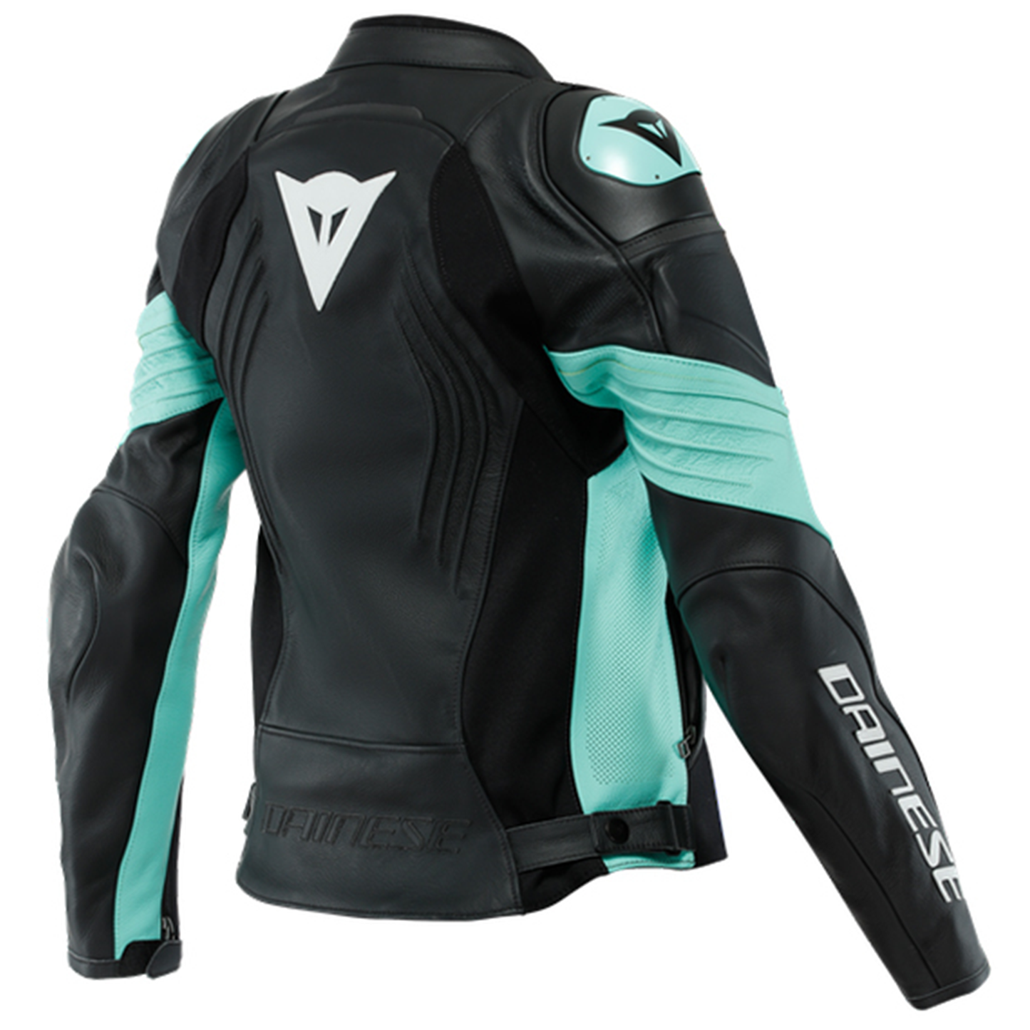 Dainese Racing 4 Lady Leather Perforated Jacket - Black/Aqua Green (26F)