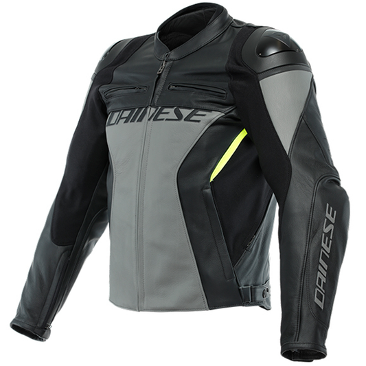 Dainese Racing 4 Leather Jacket - Charcoal Grey/Black