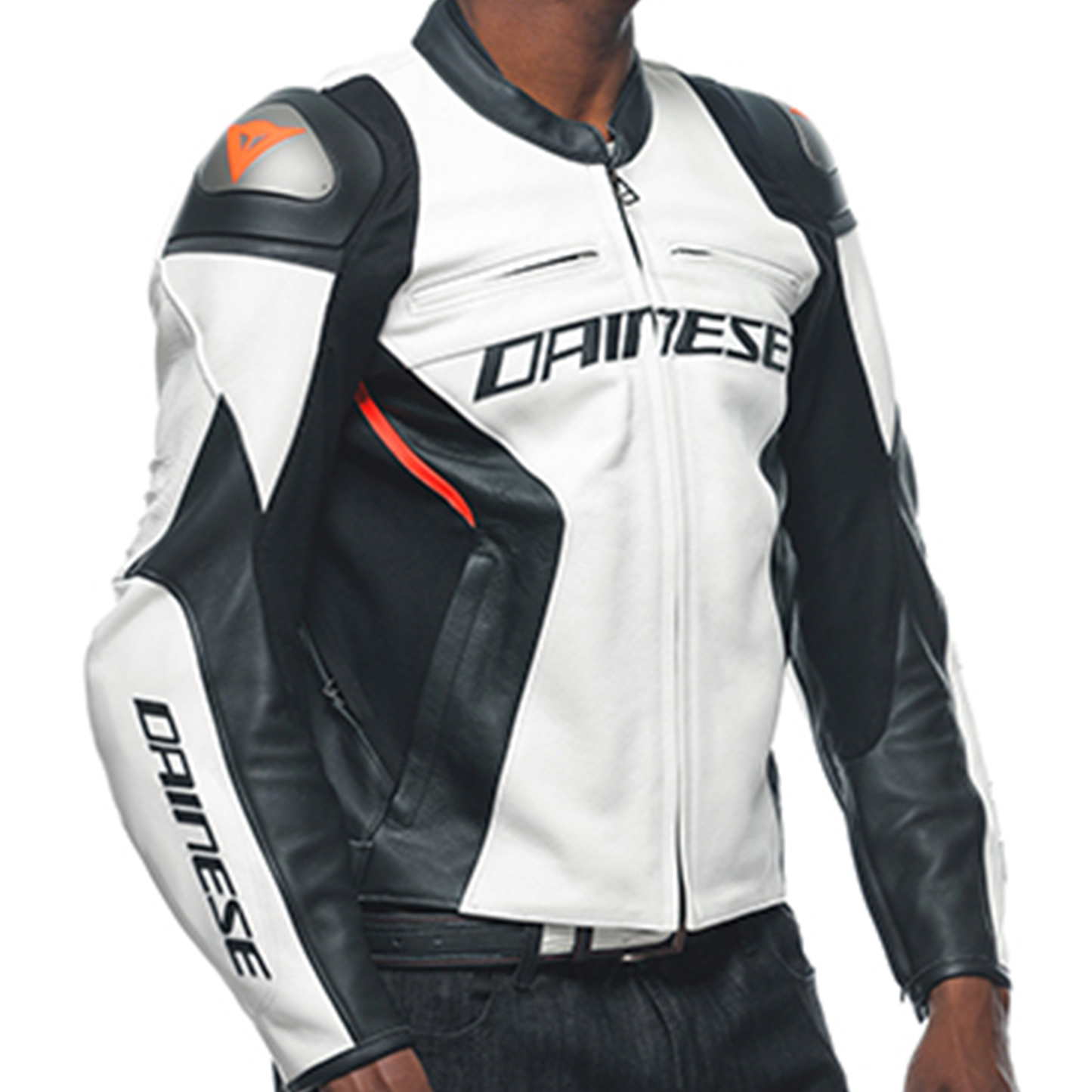 Dainese Racing 4 Leather Jacket - White/Black (601)