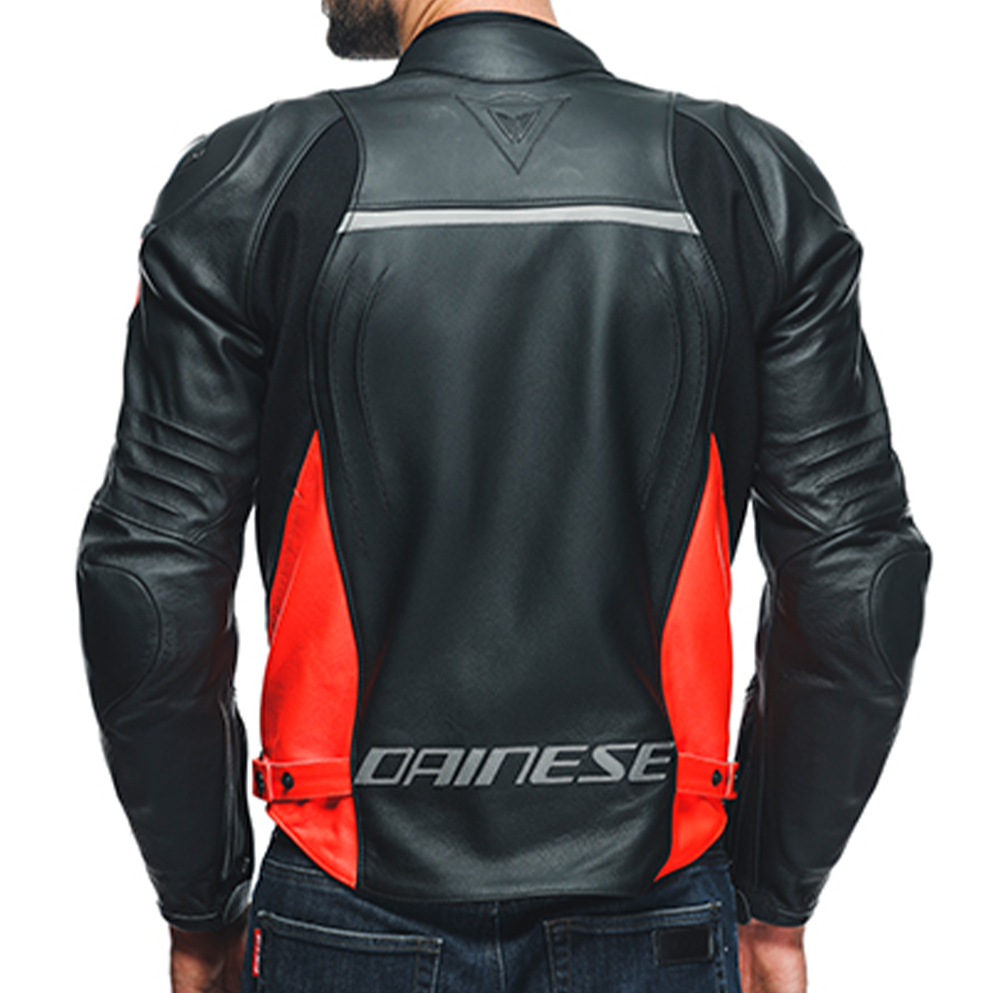 Dainese Racing 4 Leather Jacket - Black/Red Flo