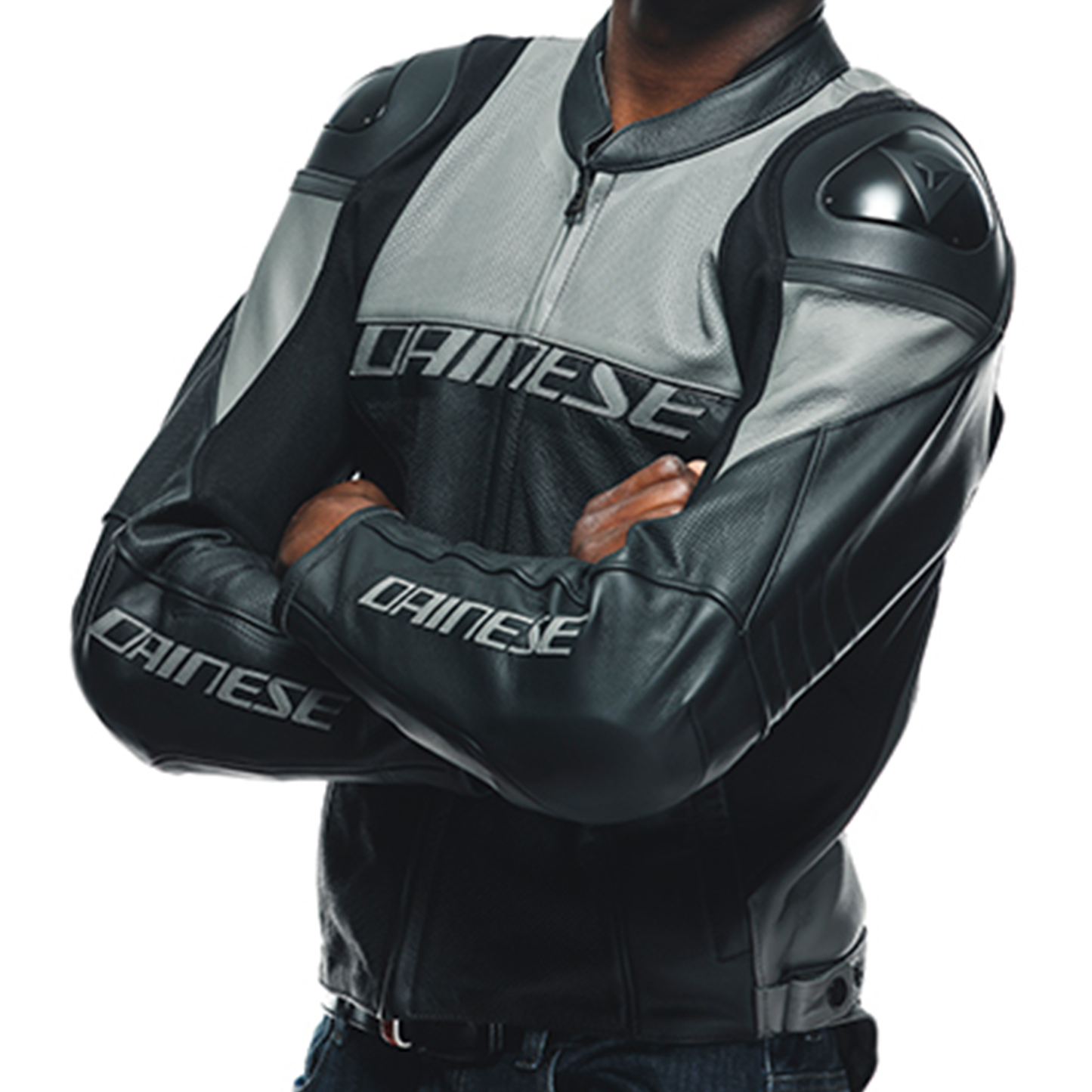 Dainese Racing 4 Leather Jacket Perforated - Black/Charcoal Grey