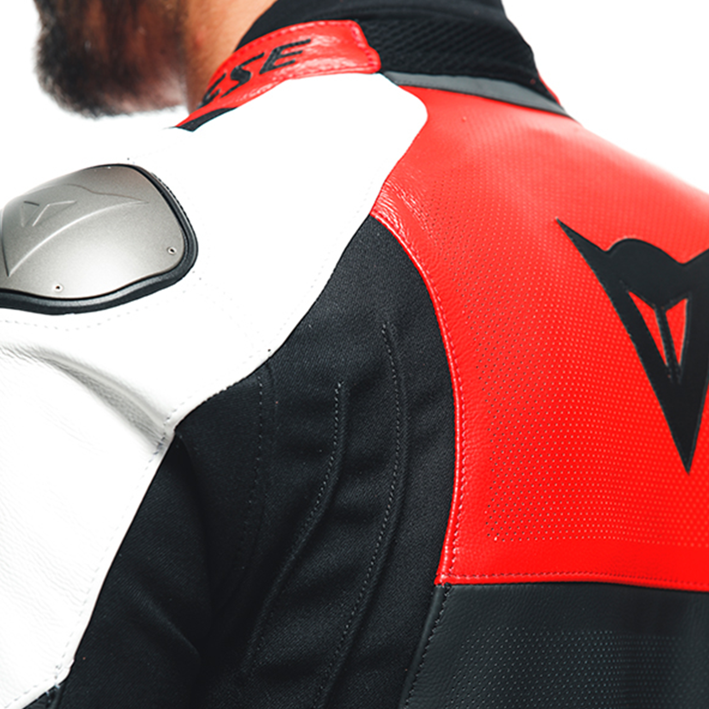 Dainese Sportiva Perf Leather Jacket - Matt Black/Lava Red/White