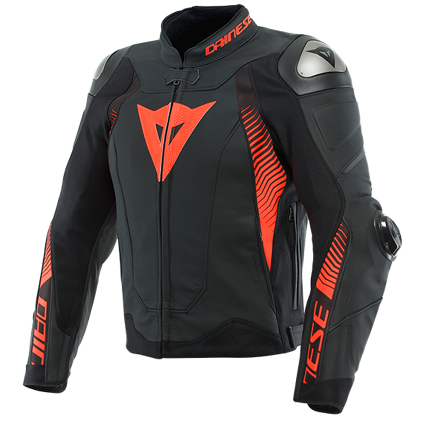 Dainese Super Speed 4 Leather Jacket - Matt Black/Flo Red (51G)