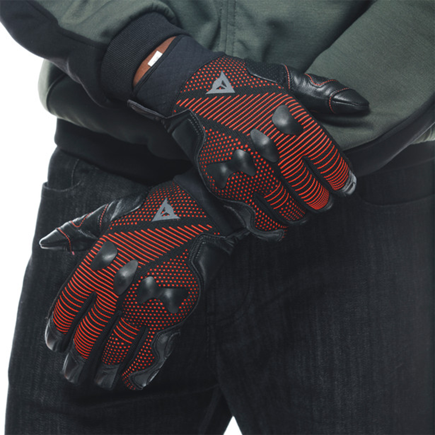 Dainese Unruly Ergo-Tec Gloves - Black/Flo Red (628)