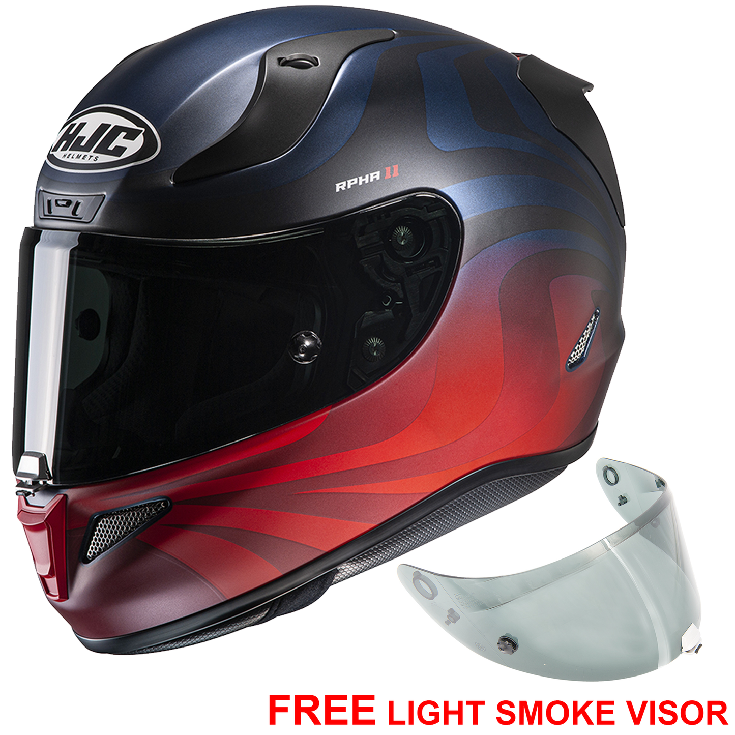 HJC RPHA 11 - Eldon Blue Red - Includes Free Light Smoke Visor – Gear ...