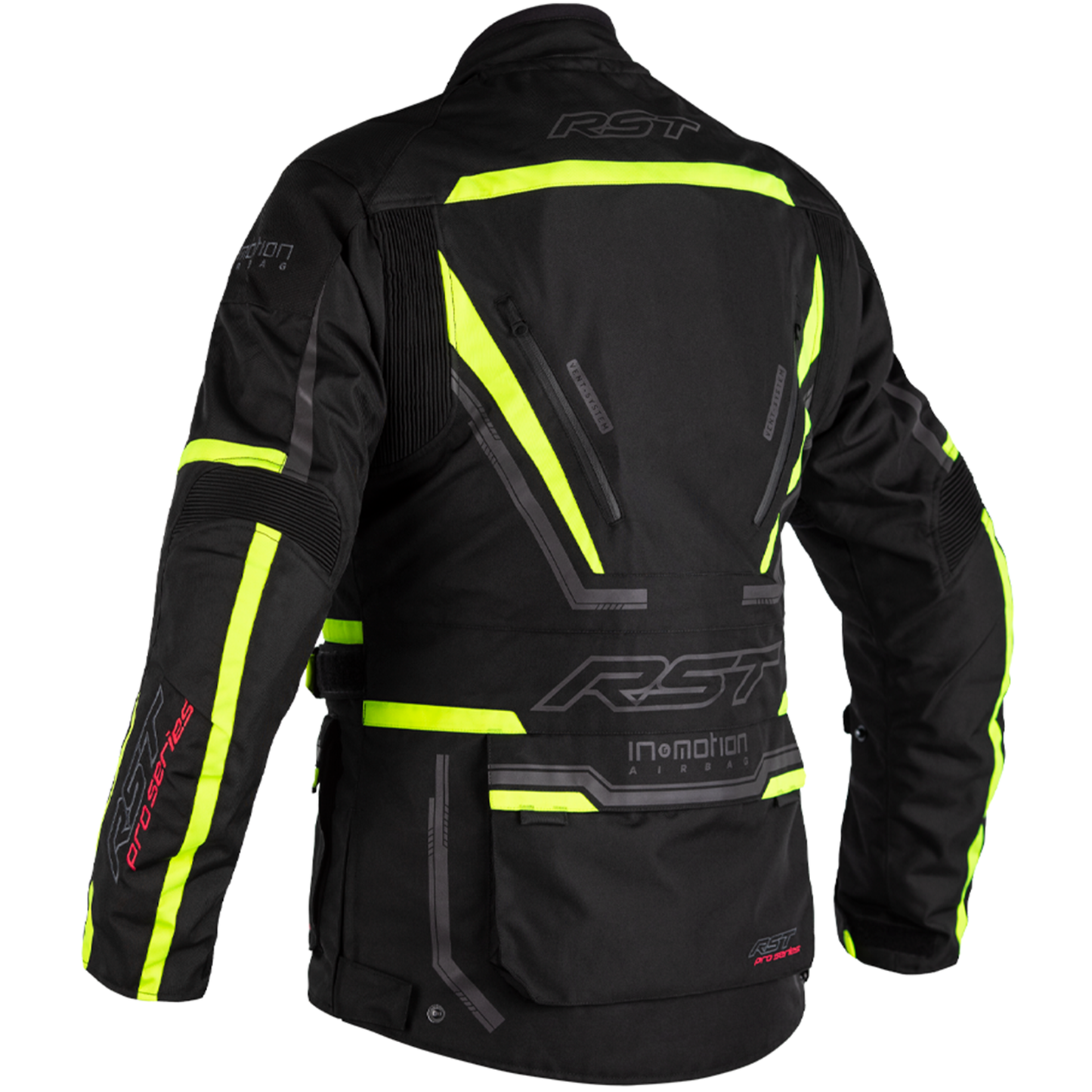RST Paragon 6 Airbag (CE) Men's Textile Jacket - Black/Flo Yellow - (2561)