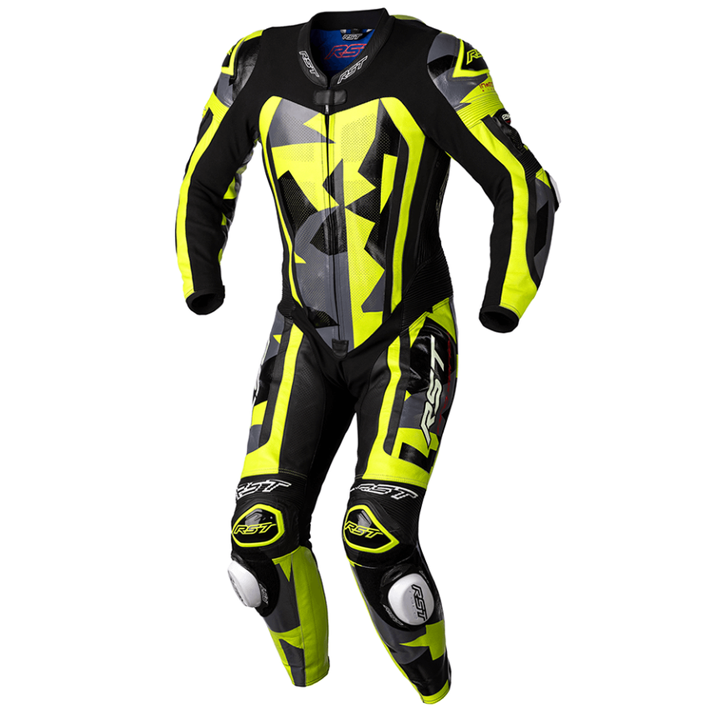 RST Pro Series Airbag (CE) One Piece Leather Suit - Grey/Lime Camo (2520)