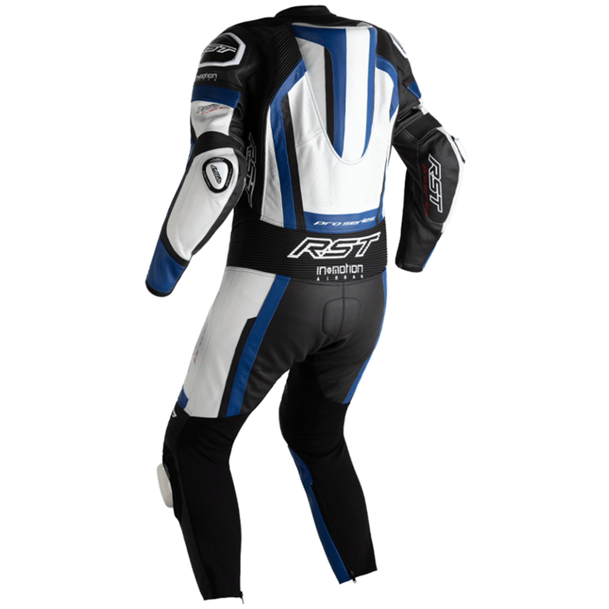 RST Pro Series Evo Airbag Men's Leather Suit - Black/White/Blue ...