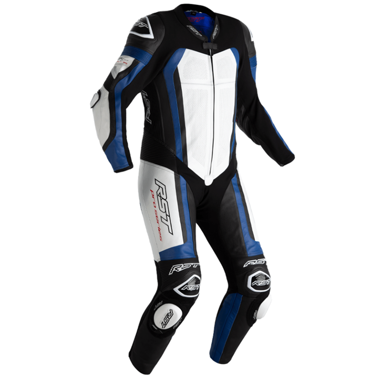 RST Pro Series Evo Airbag Men's Leather Suit - Black/White/Blue ...