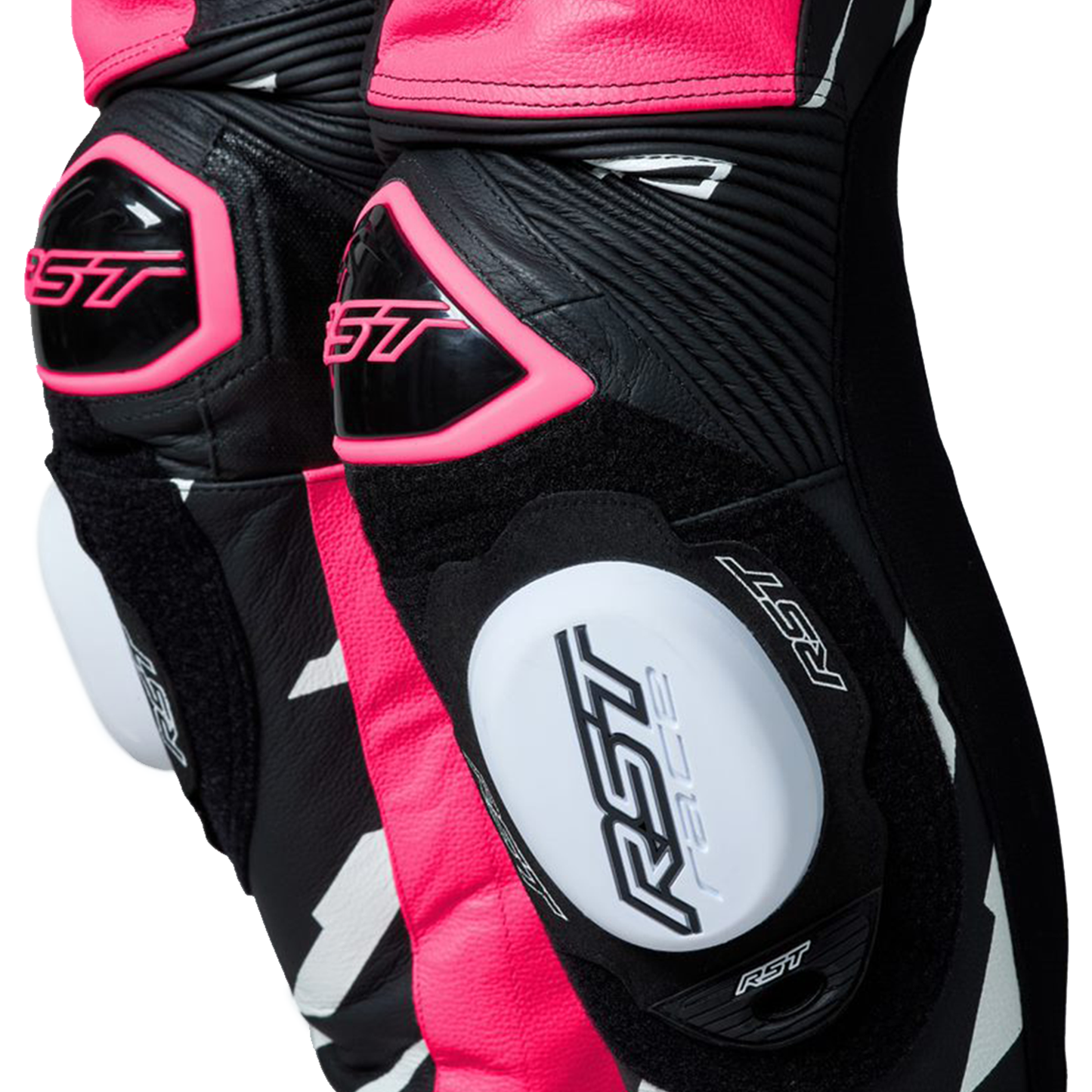 Pink Rst Gear RST Pro Series Evo Airbag Men's Leather Suit - Neon Pink/White Lightni ...