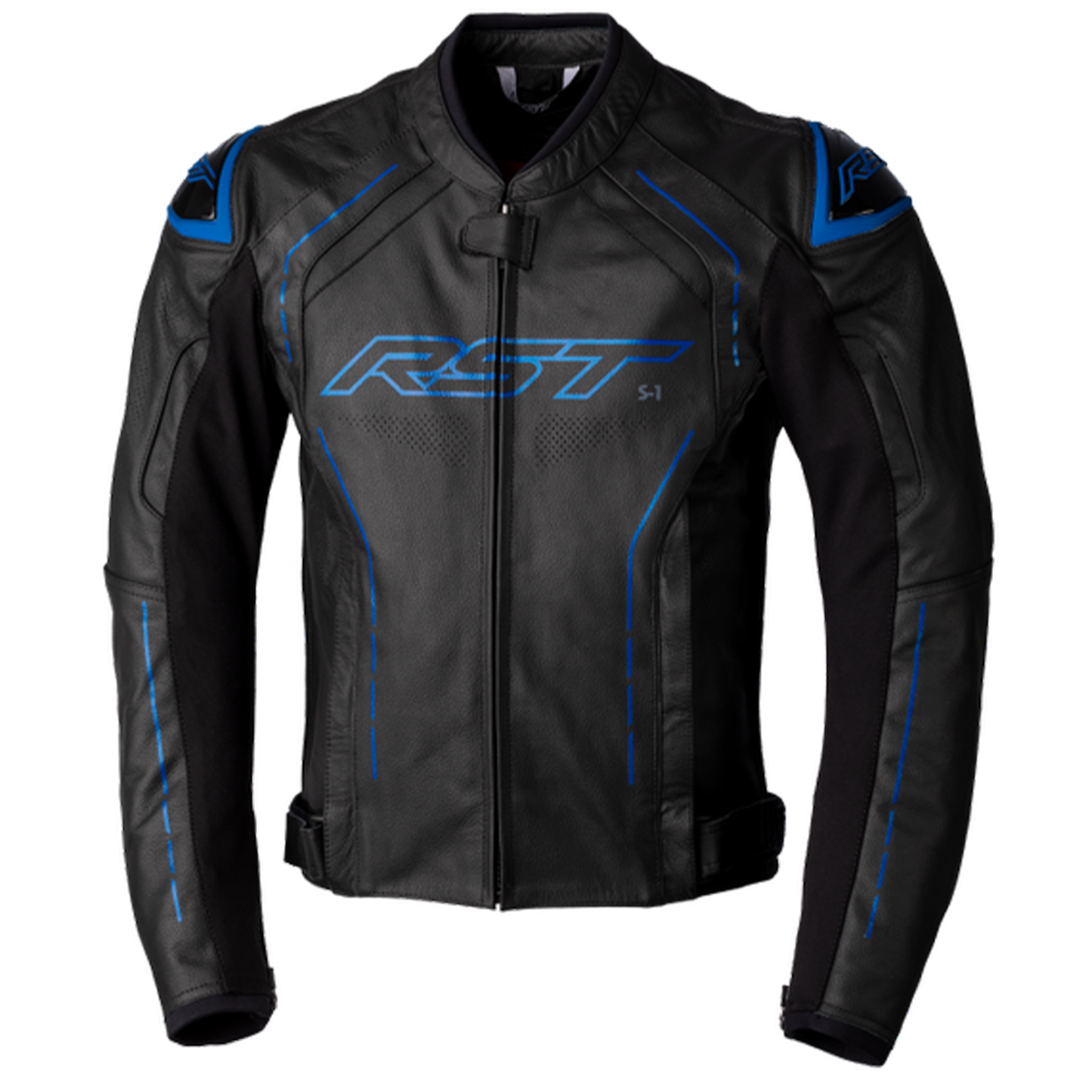 RST S1 (CE) Men's Leather Jacket - Black/Grey/Neon Blue (2977)