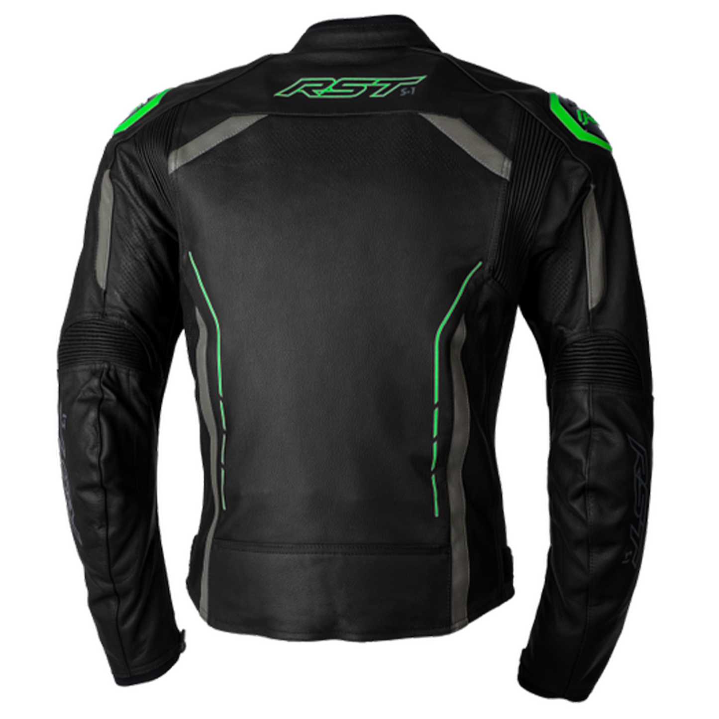 RST S1 (CE) Men's Leather Jacket - Black/Grey/Neon Green (2977)