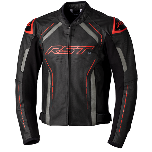 RST S1 (CE) Men's Leather Jacket - Black/Grey/Red (2977)