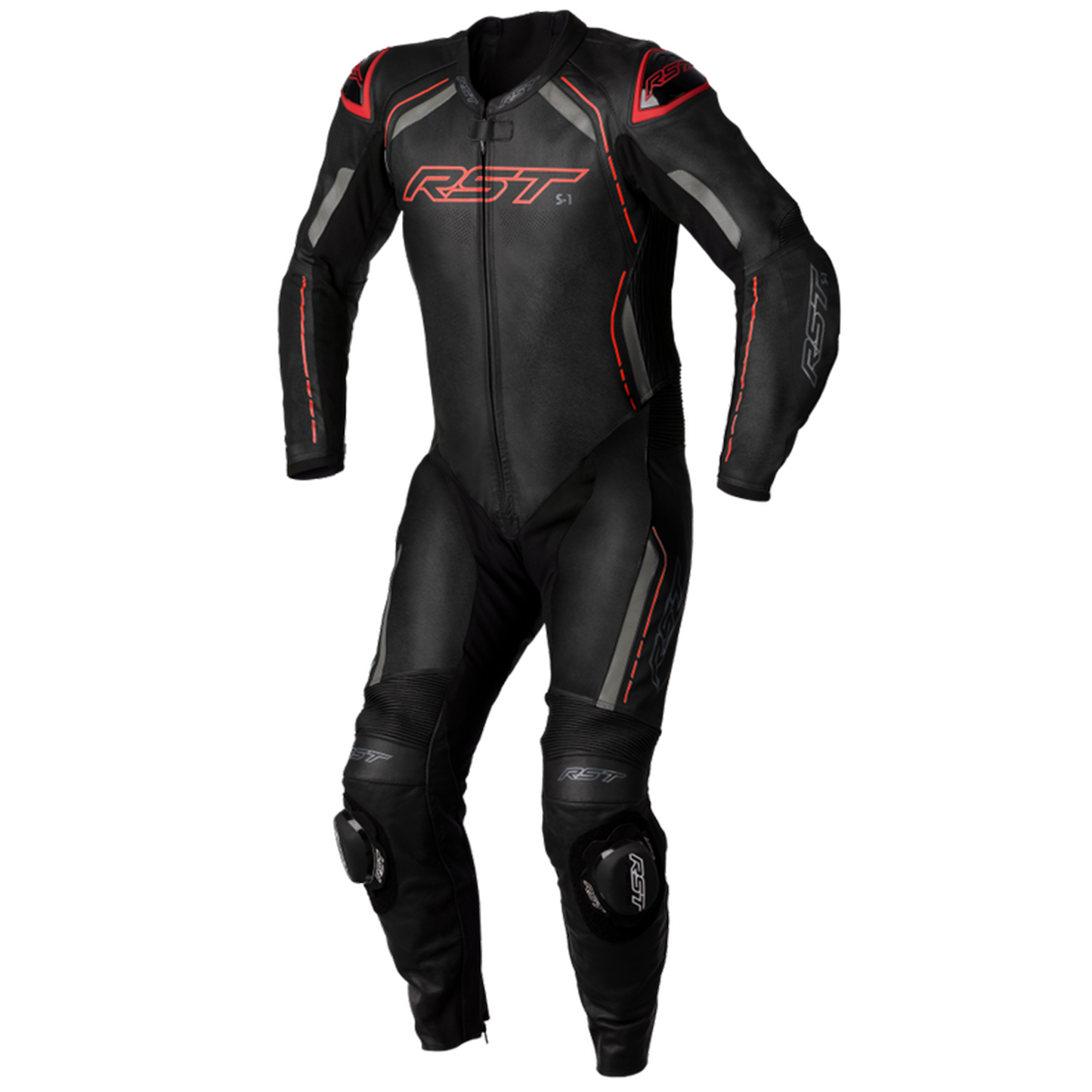 RST S1 Men's One Piece Leather Suit - Black/Grey/Red