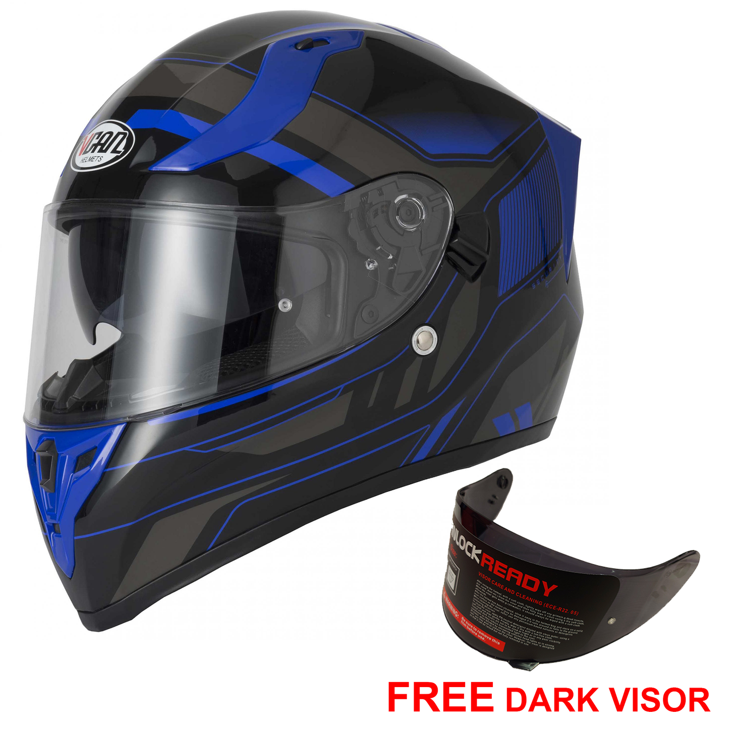 Vcan V128 - Helvet Blue - Free Dark Visor
