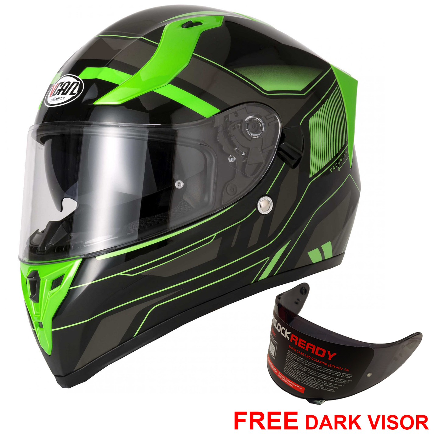 Vcan V128 - Helvet Green - Free Dark Visor