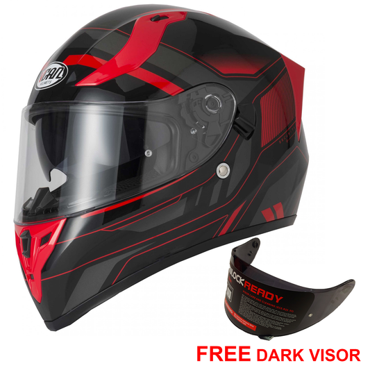 Vcan V128 - Helvet Red - Free Dark Visor