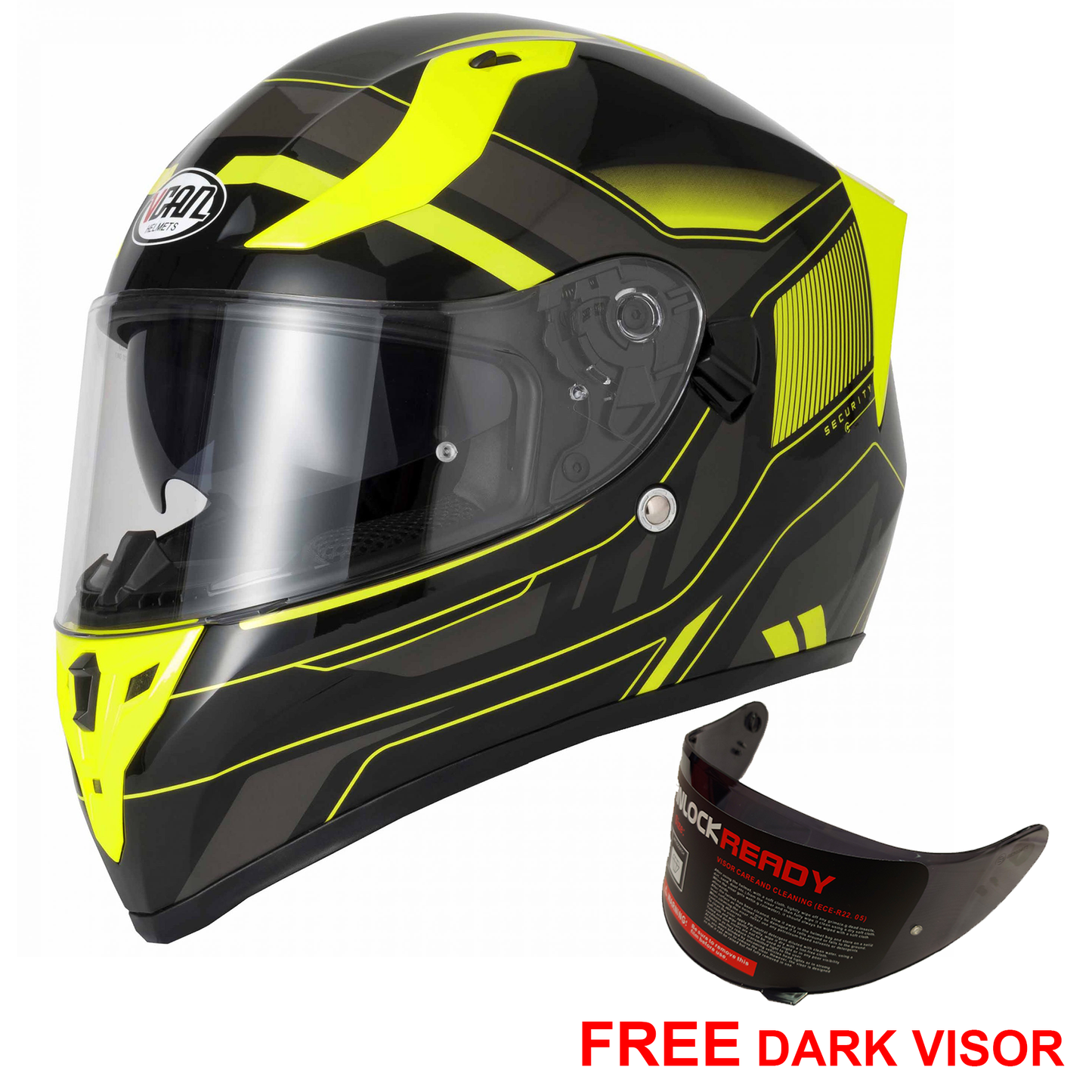 Vcan V128 - Helvet Yellow - Free Dark Visor