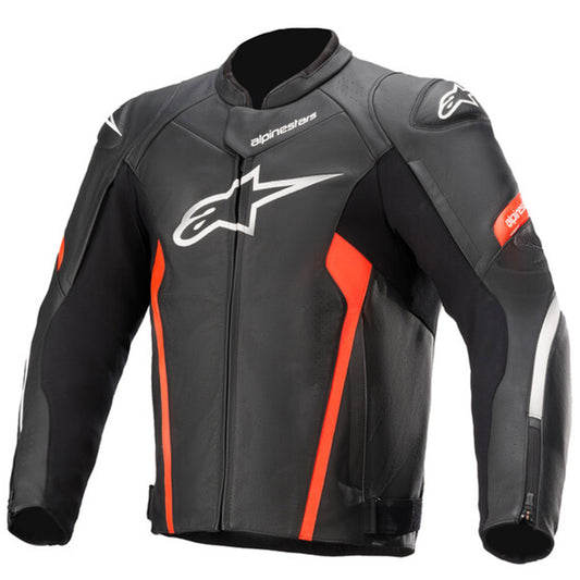 Alpinestars Faster V2 Leather Jacket - Black/Red Flo