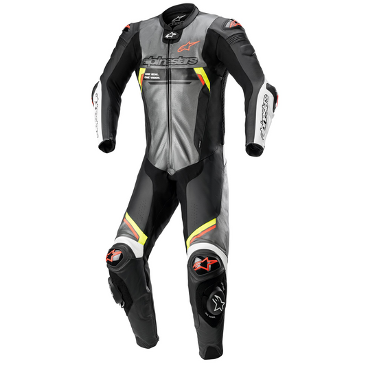 Alpinestars Missile V2 Ignition 1 Piece Leather Suit Met Gry/Blk/Yel/Red Flo