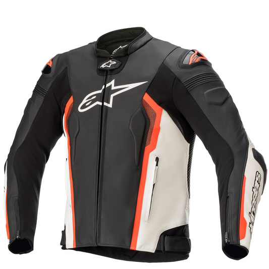 Alpinestars Missile V2 Leather Jacket - Blk/Whi/Red Flo