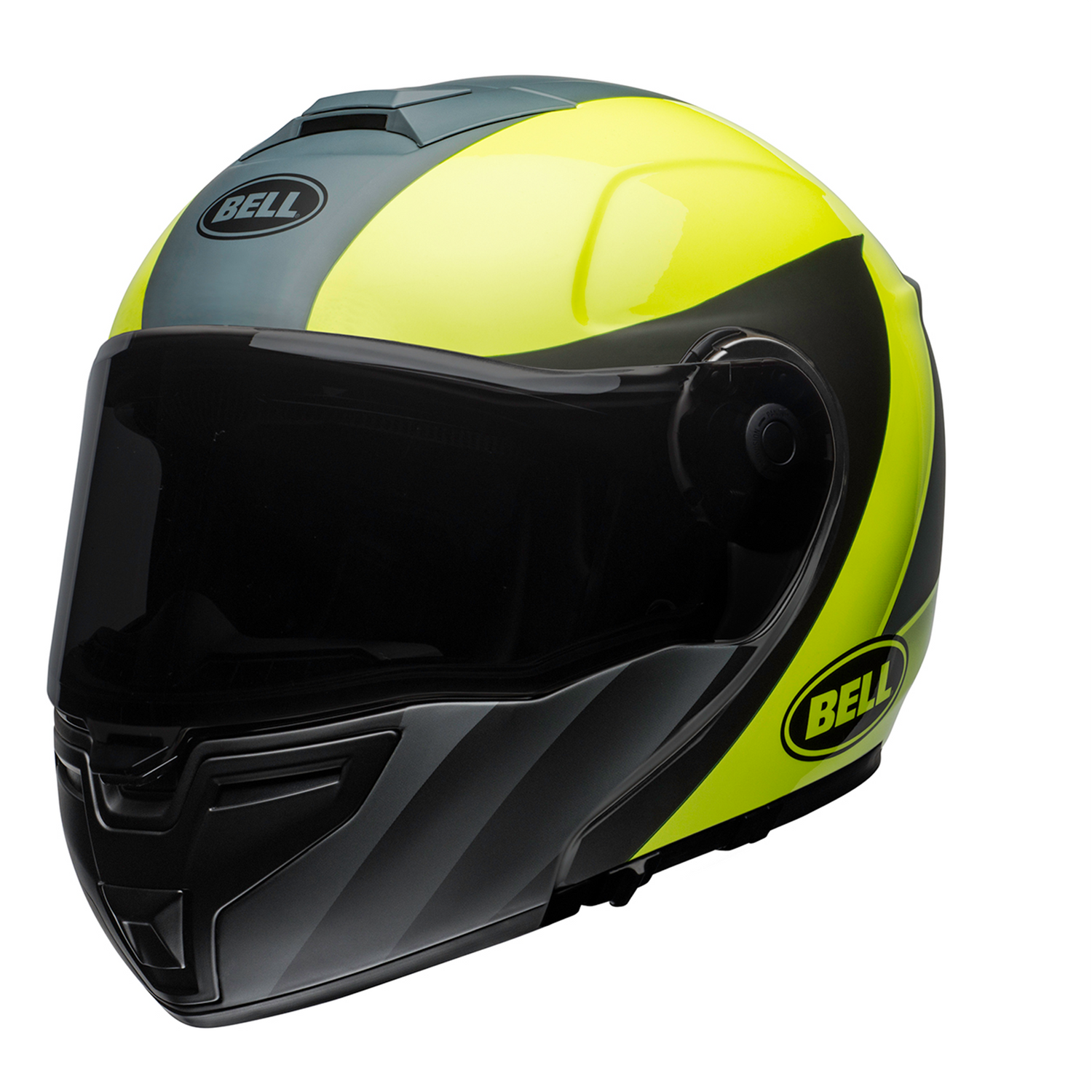 Bell SRT Modular Presence Grey Hi Viz Yellow Motorcycle Helmet – Gear Change Online