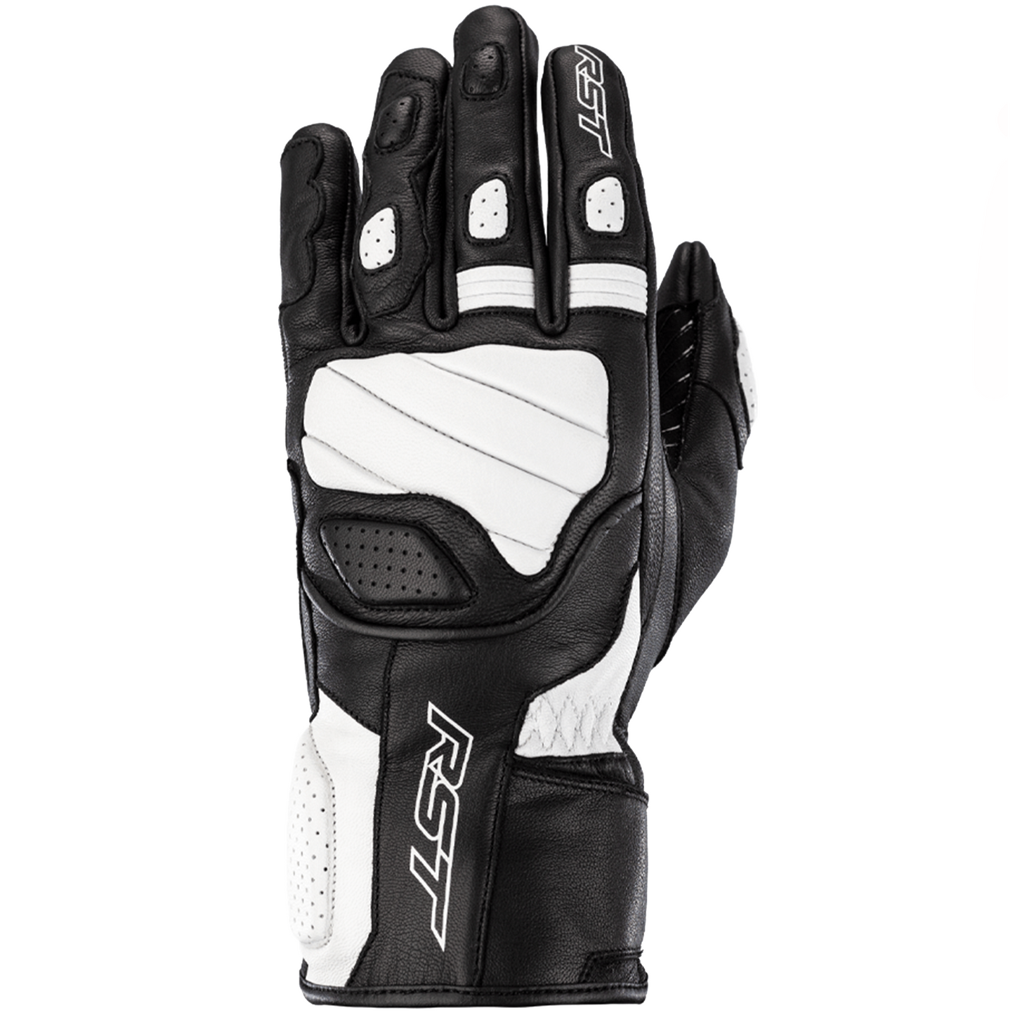 RST Turbine Leather Riding Gloves - CE APPROVED - White