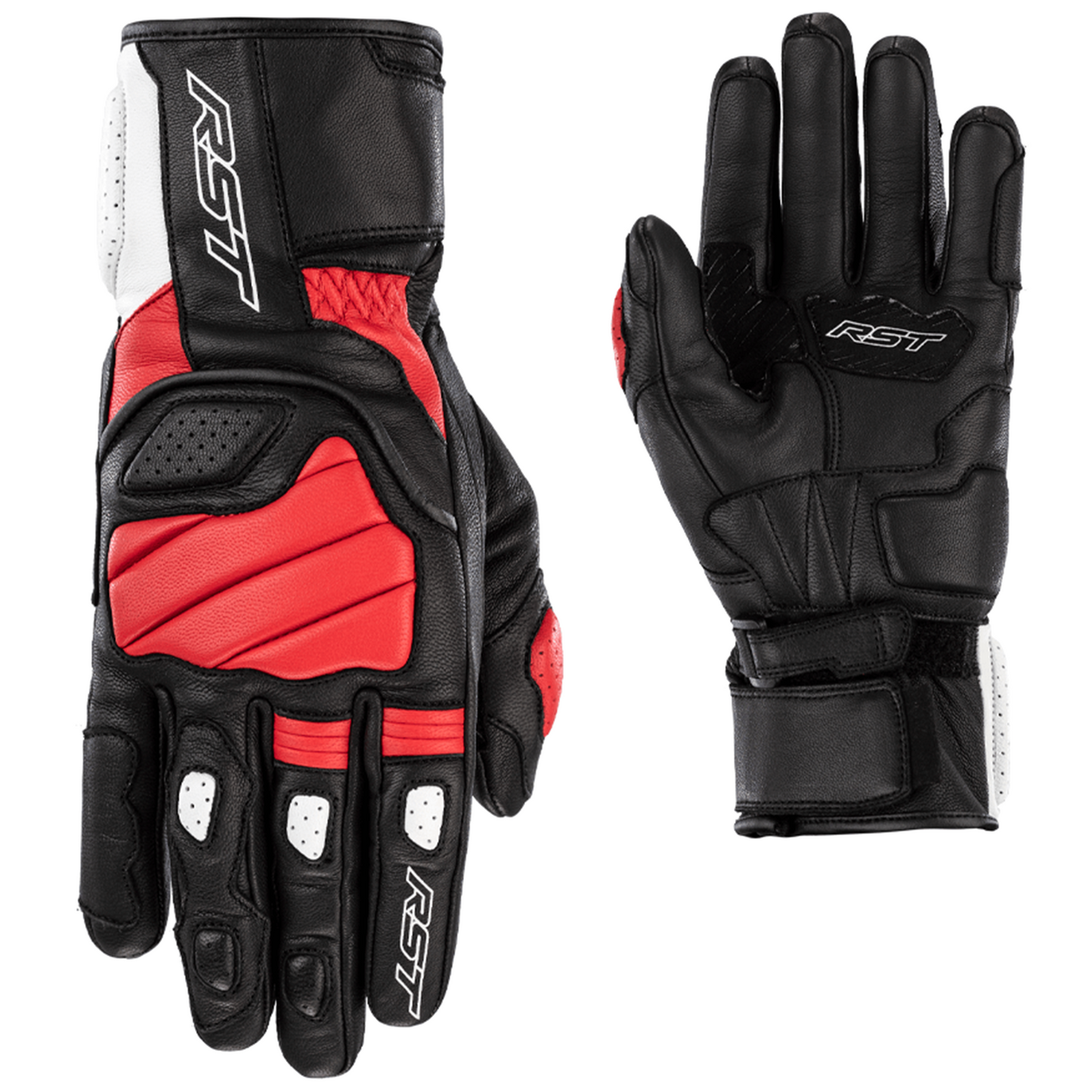 RST Turbine Leather Riding Gloves - CE APPROVED - Red