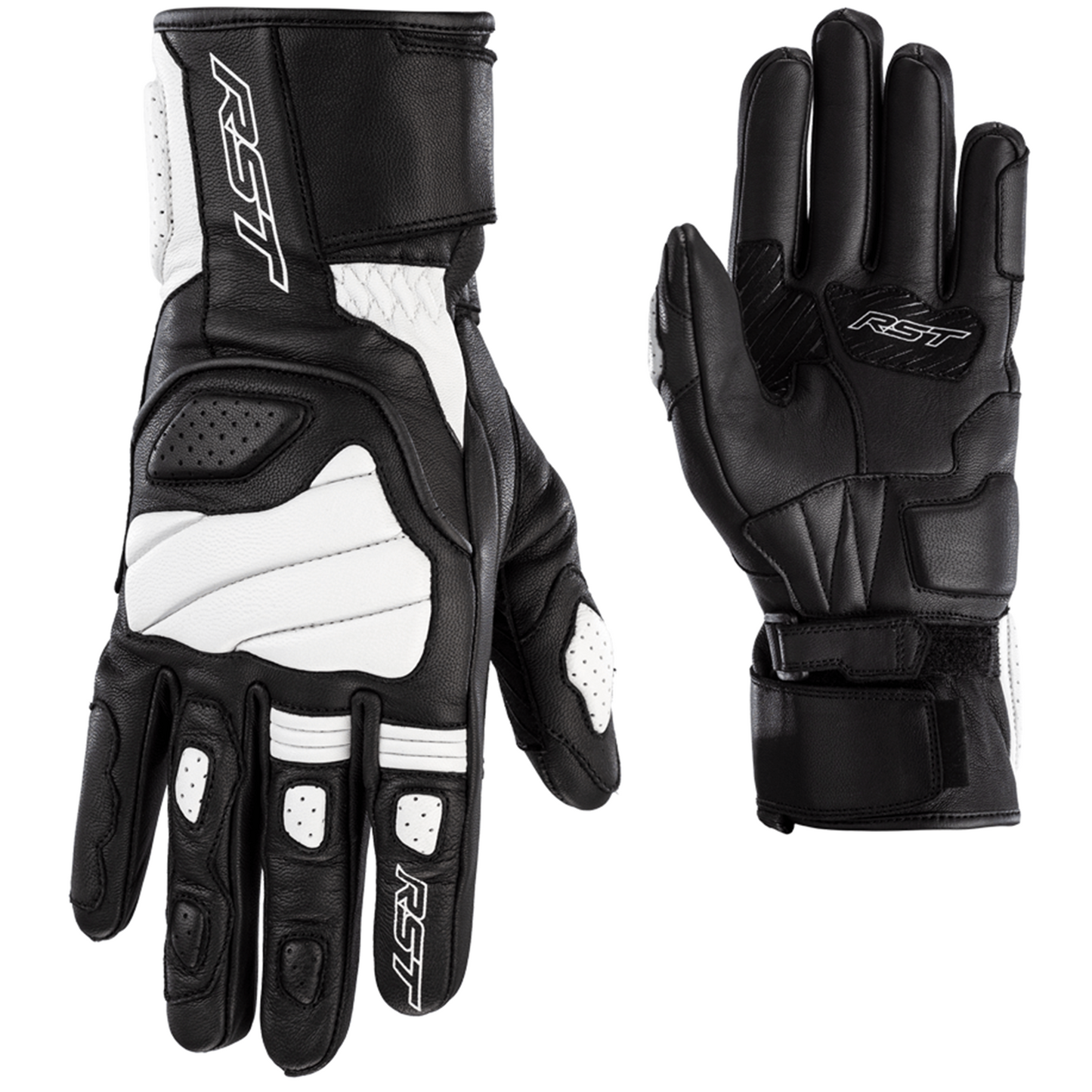 RST Turbine Leather Riding Gloves - CE APPROVED - White