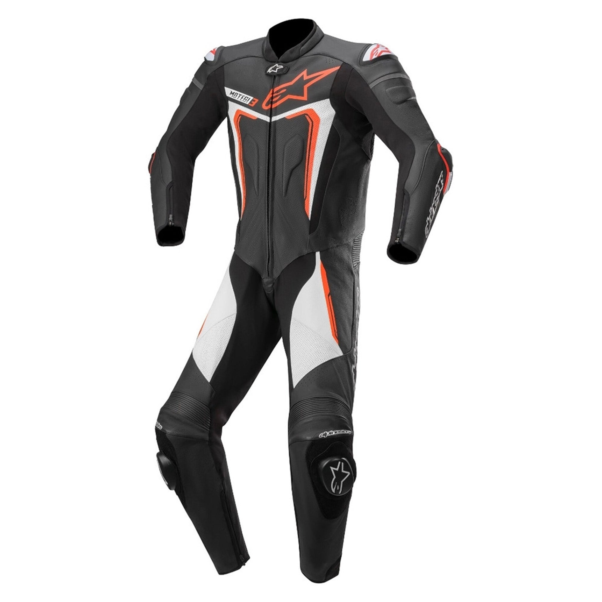 Alpinestars Motegi V3 Motorcycle 1 Piece Race Suit Black/Red Fluo