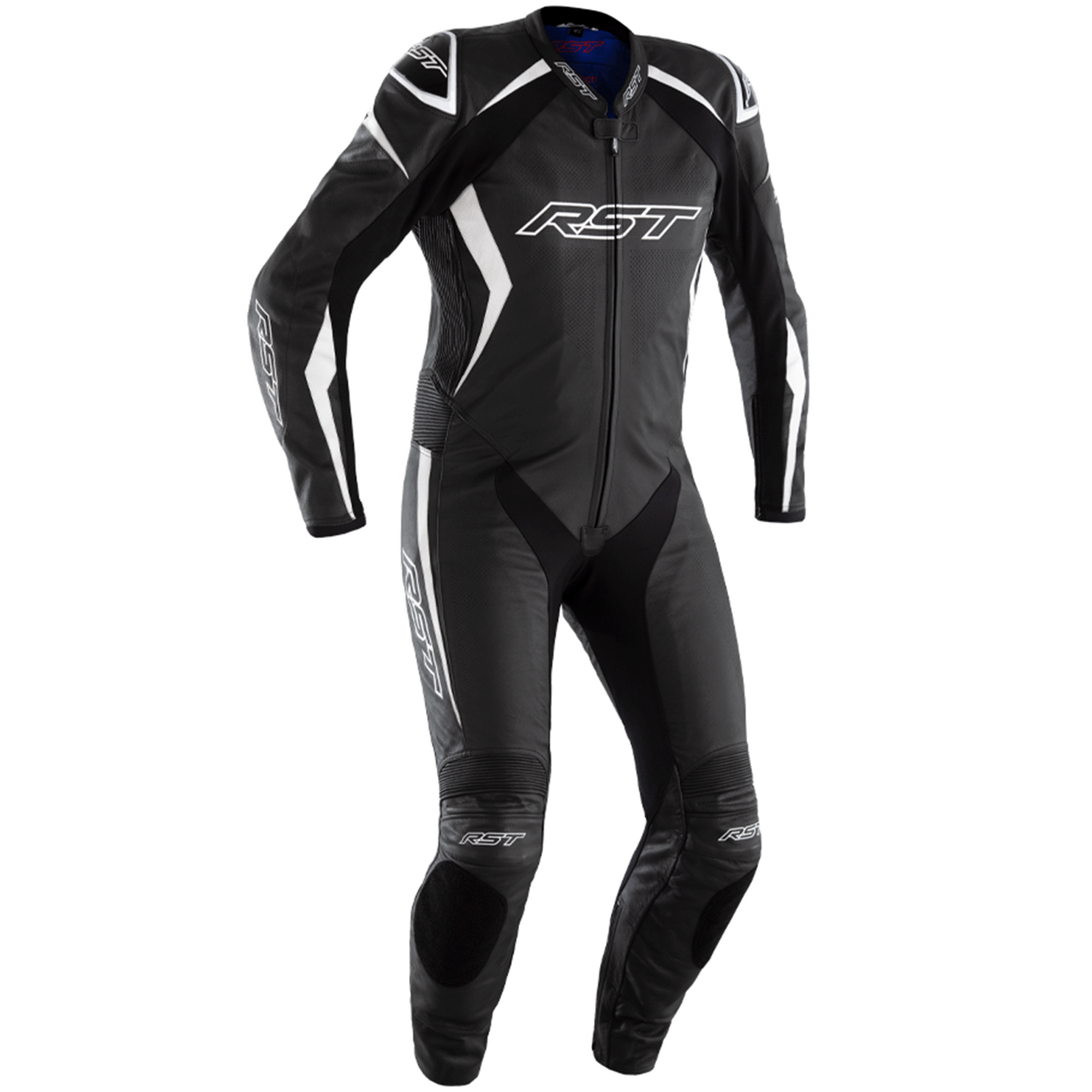RST RST Podium Airbag (CE) One Piece Leather Suit - White (2522) - Front View