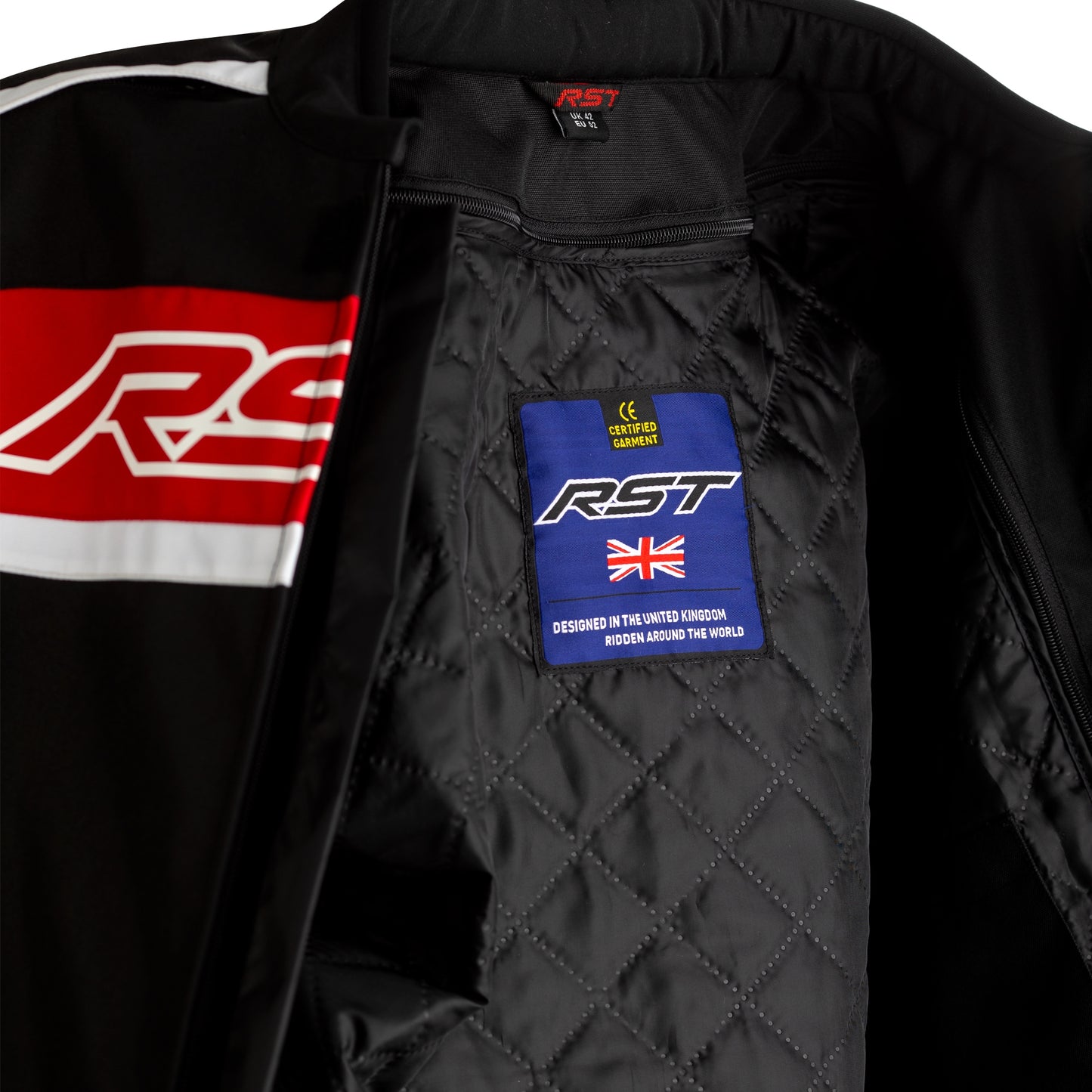 RST Pilot CE Men's Waterproof Textile Jacket - Black / Red / White (2368)