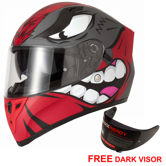 Vcan V128 - Mohawk Grey/Red - Free Dark Visor