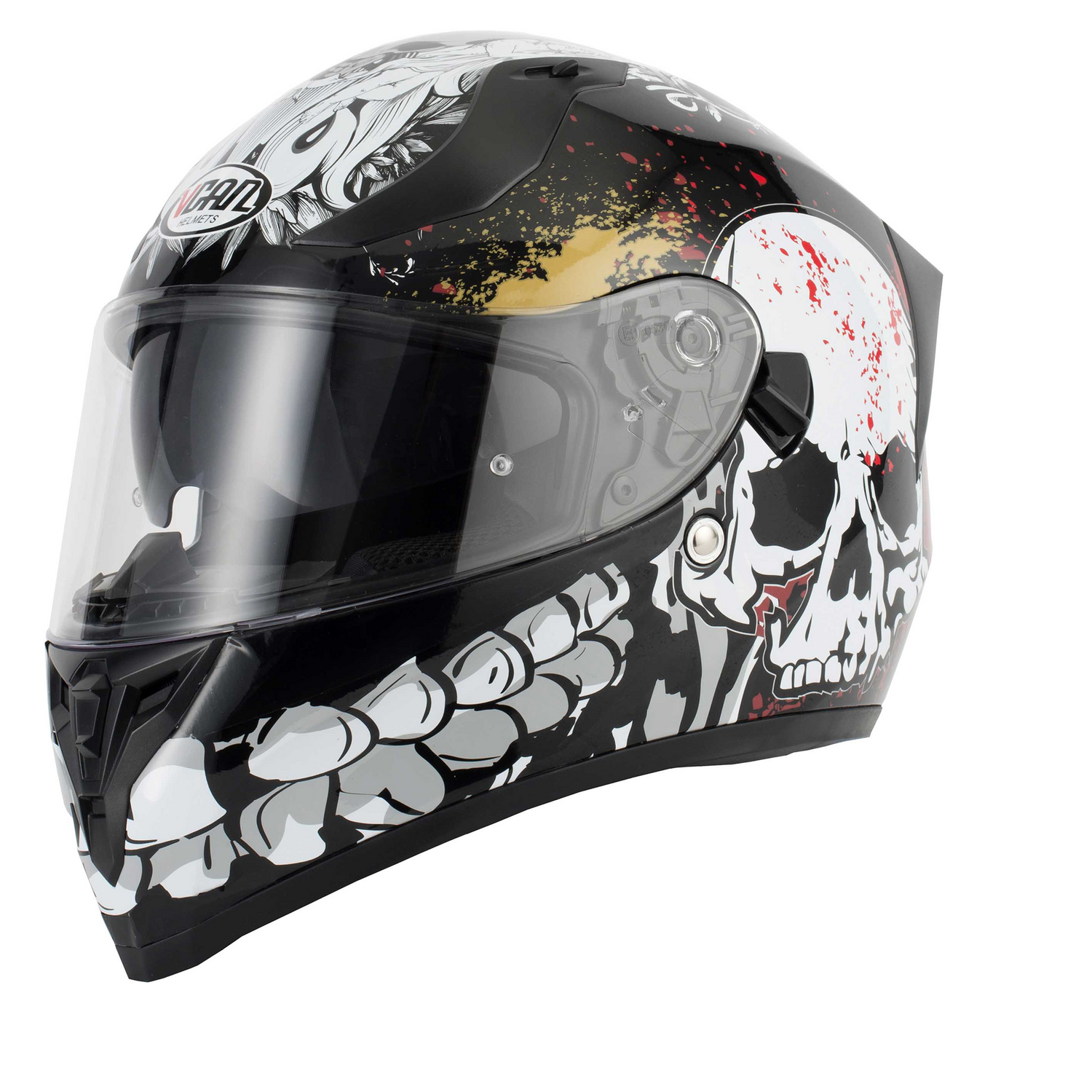 best skull motorcycle helmet Vcan V128 Motorcycle Motorbike Helmet - Skull Graphic